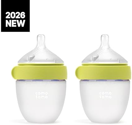 Silicone Baby Bottle Gen 2 with 5-Ounce Slow-Flow Nipple and Dual Vents – Comotomo 2026 Collection