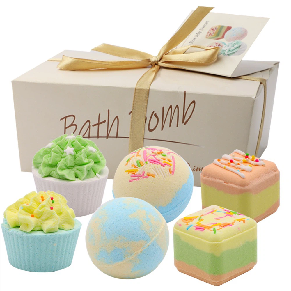 Cake Shape Bath Bomb Set, Essential Oil Bubble Bath Fizz Balls Gift Kit